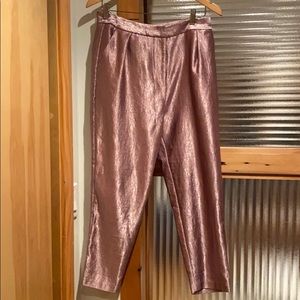 Pink metallic tapered pants from Topshop
